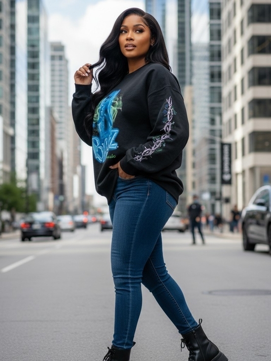 Fashion Nova Tops - Fashion Nova Bratz Graphic Oversized Sweatshirt Black XL Cyber Y2K Graphic (EUC)